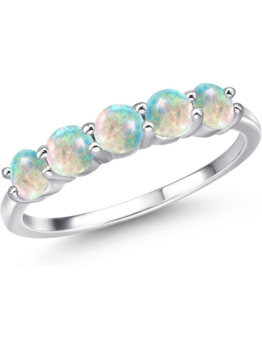 5-Stone Birthstone Wedding Band Ring for Women | 925 Sterling Silver | Sizes 5-9